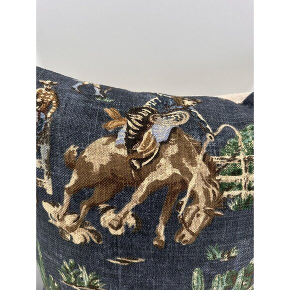 Canaan Western Rodeo Throw Pillow Cotton Blend 20”x20” Duck Feathers Filled - Picture 2 of 12